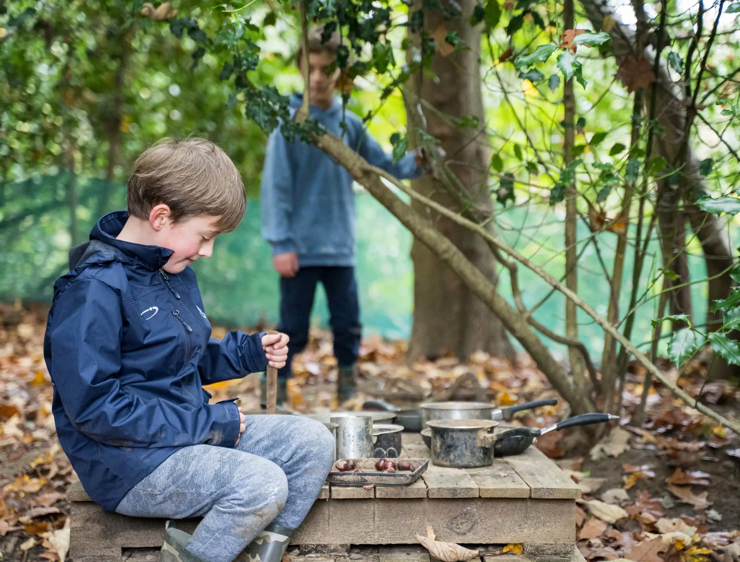 Students in Forest Doing Camping Activities