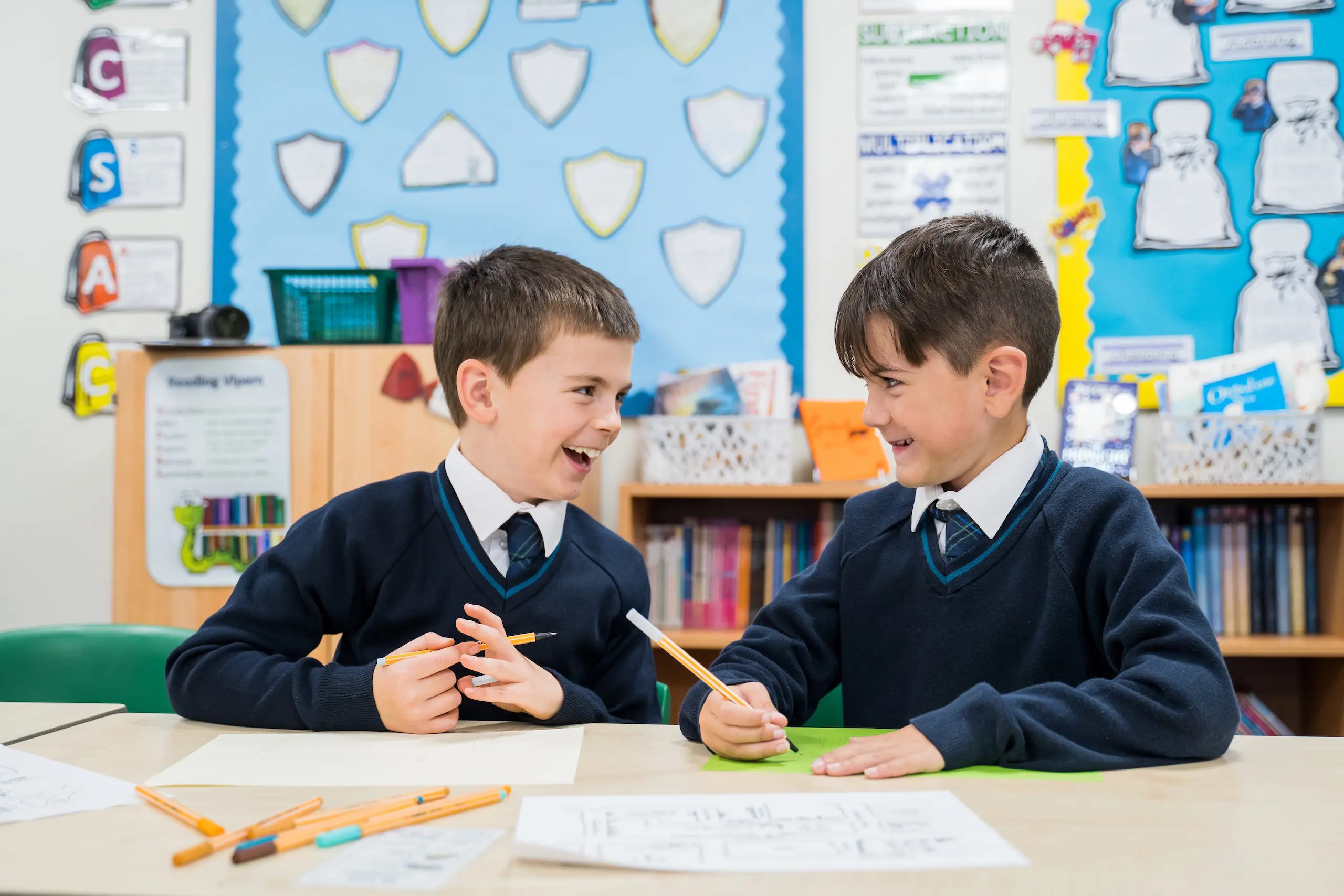 Two boys in Pre School classroom