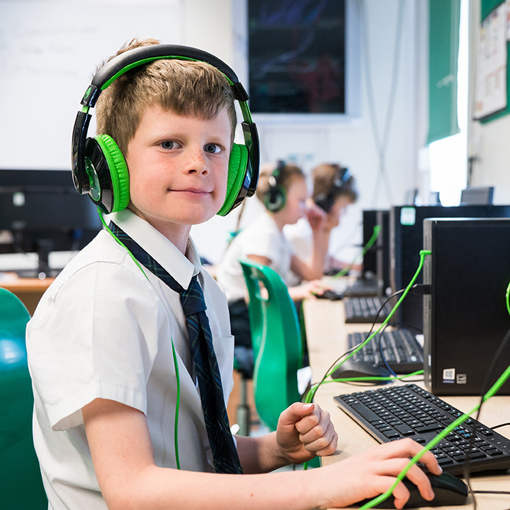 Boy in ICT classroom